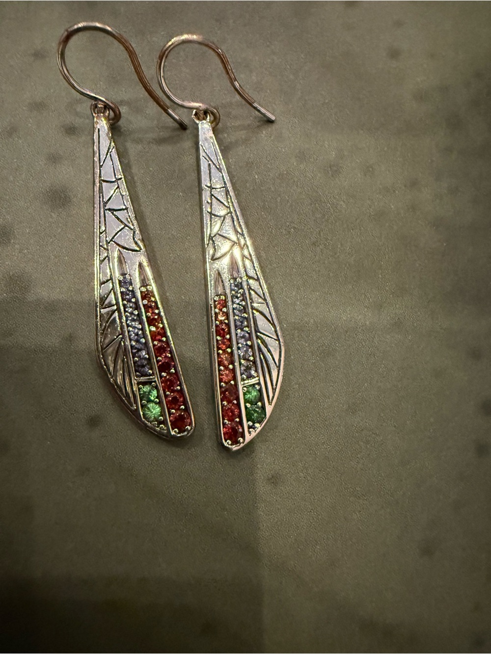 Sterling Silver Multicolor Teardrop Dangle Earrings Elizabeth and James .925